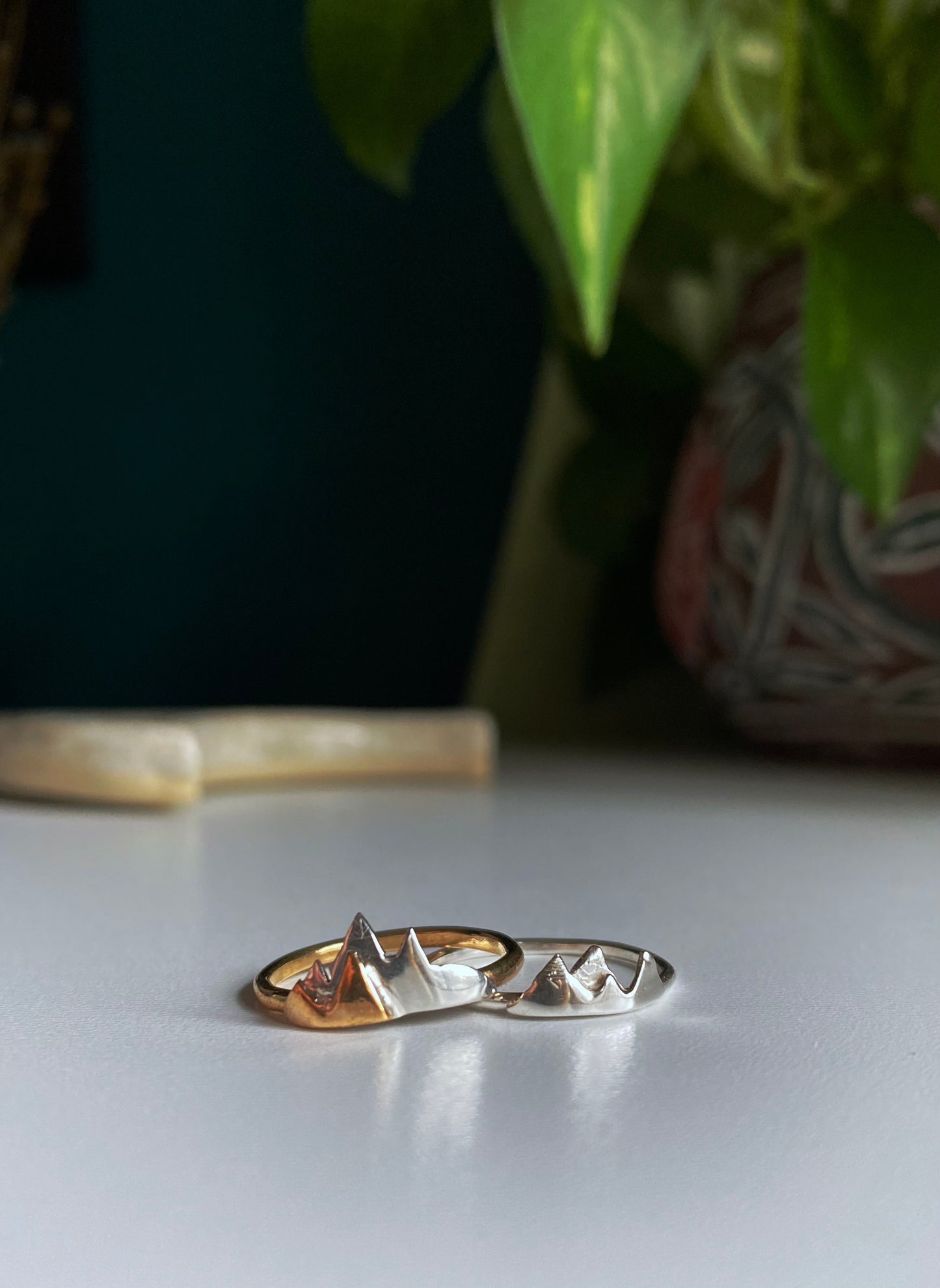 Silver/ Gold mountain range ring