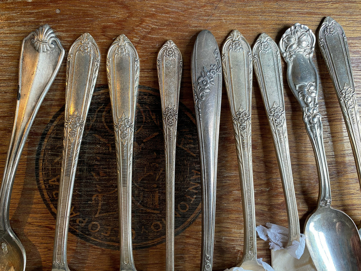 Spoon rings silver plated, spoon cut off just arm of fork is shaped into a ring.