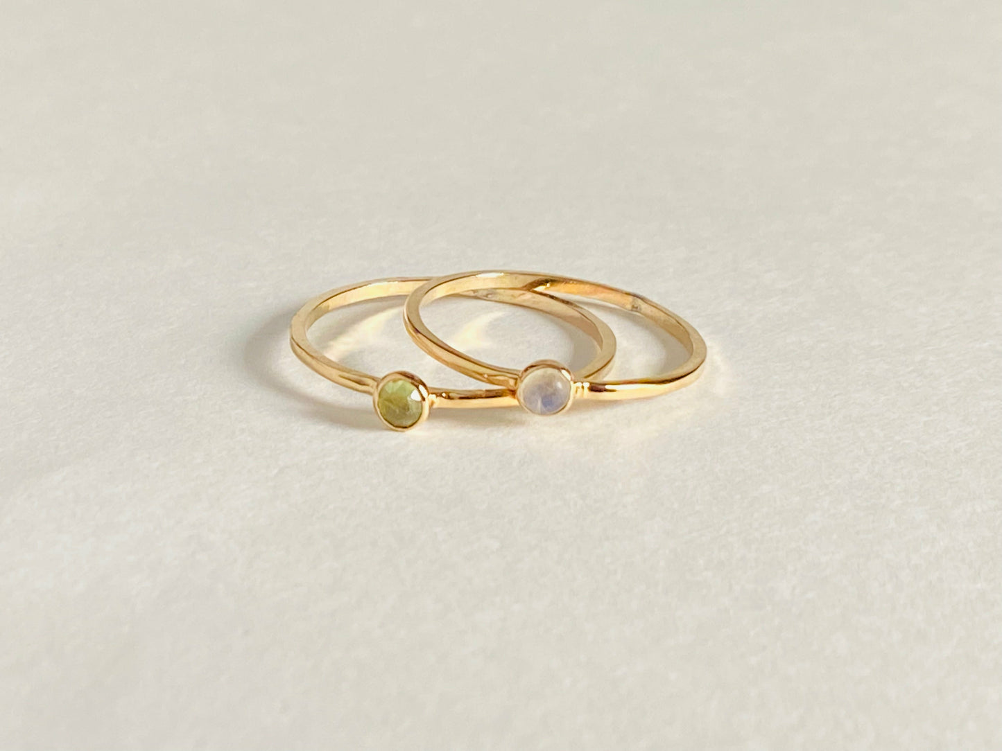 Small stackable gemstone rings, serrated bezel. Perfect for stacking, your choice of gemstone.