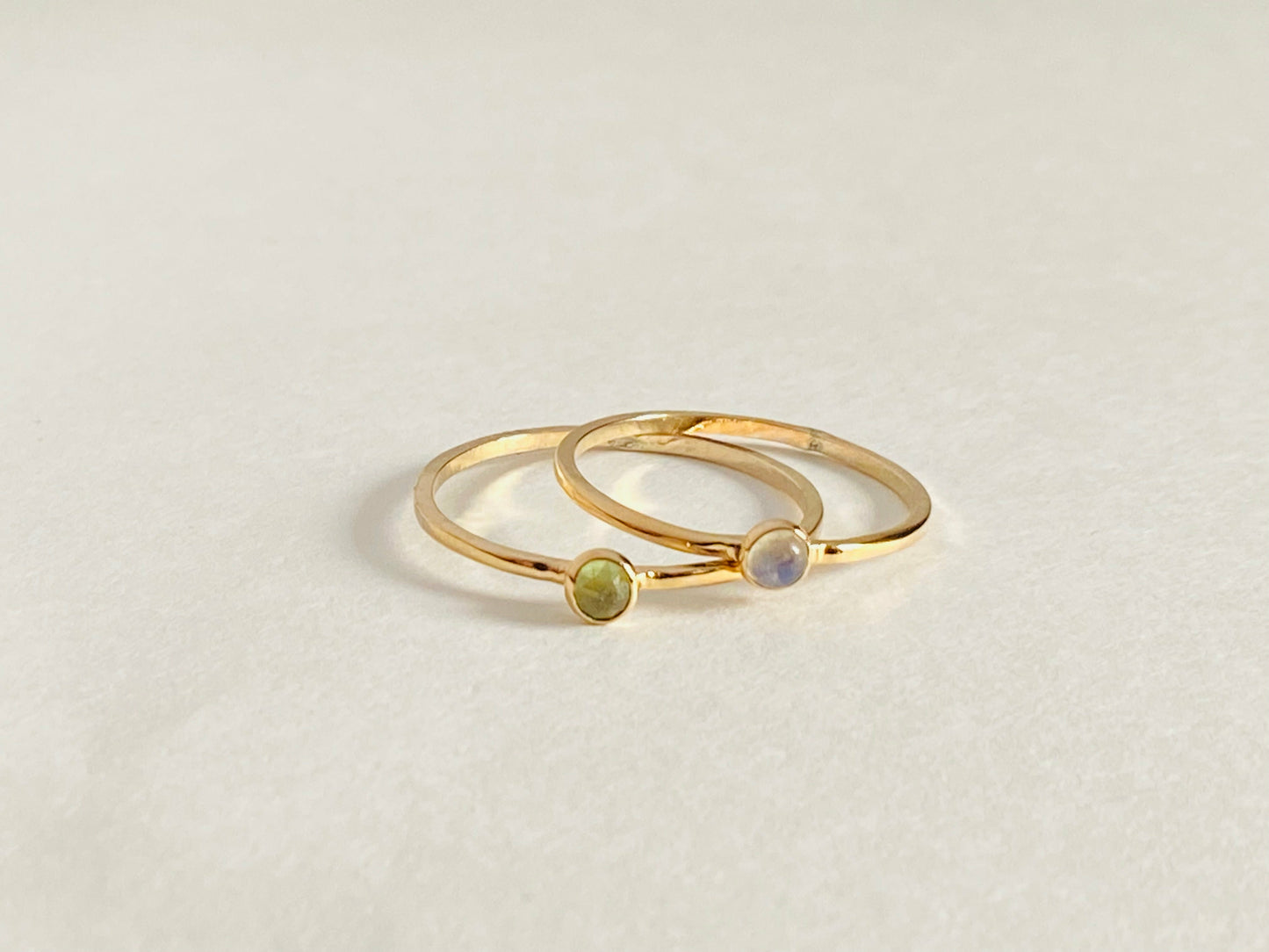 Small stackable gemstone rings, serrated bezel. Perfect for stacking, your choice of gemstone.