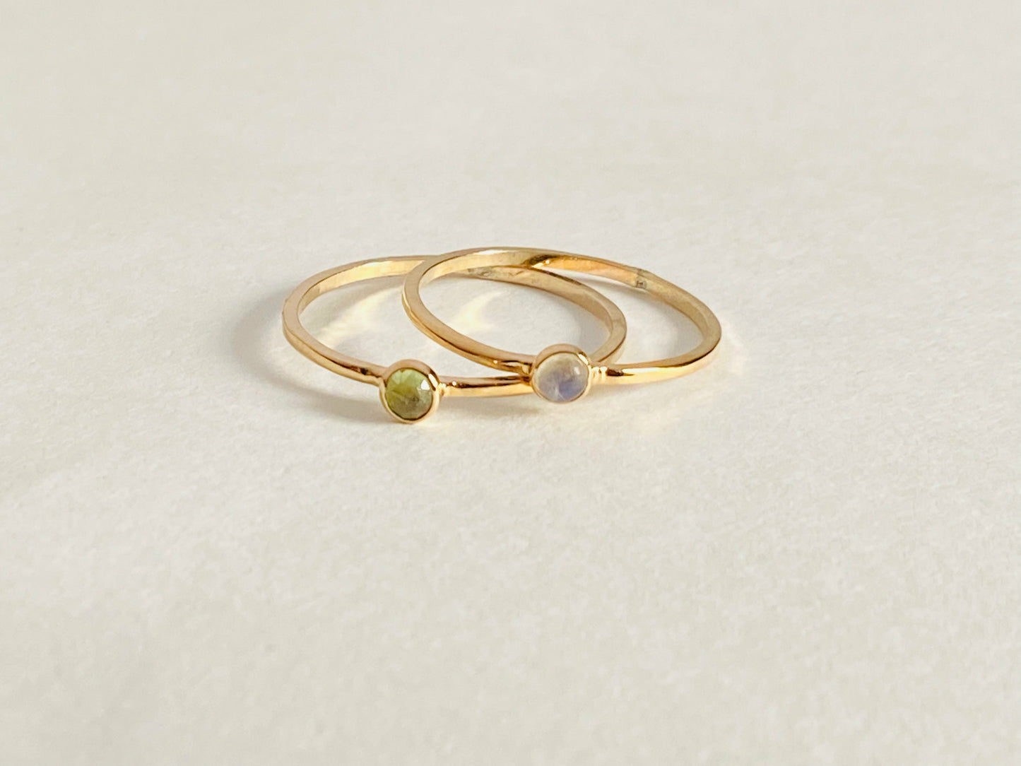 Small stackable gemstone rings, serrated bezel. Perfect for stacking, your choice of gemstone.