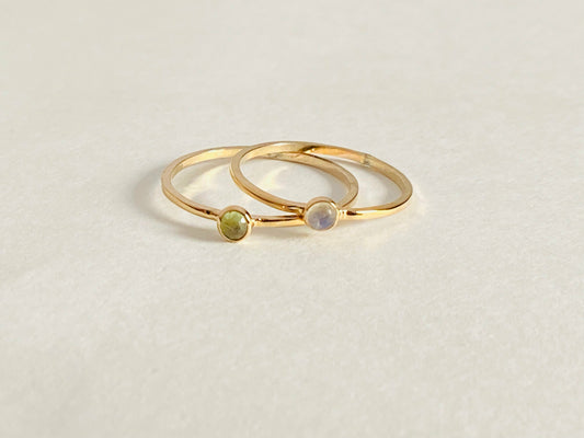 Small stackable gemstone rings, serrated bezel. Perfect for stacking, your choice of gemstone.
