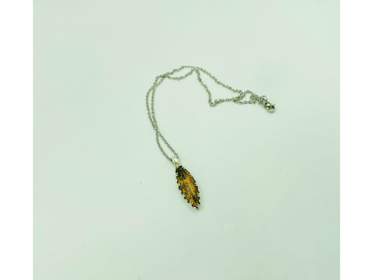 Tear drop orange and grey jasper small pendant