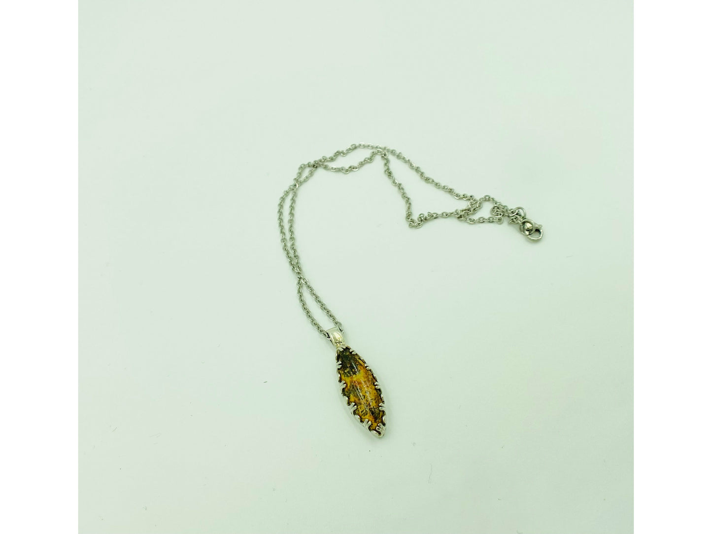 Tear drop orange and grey jasper small pendant