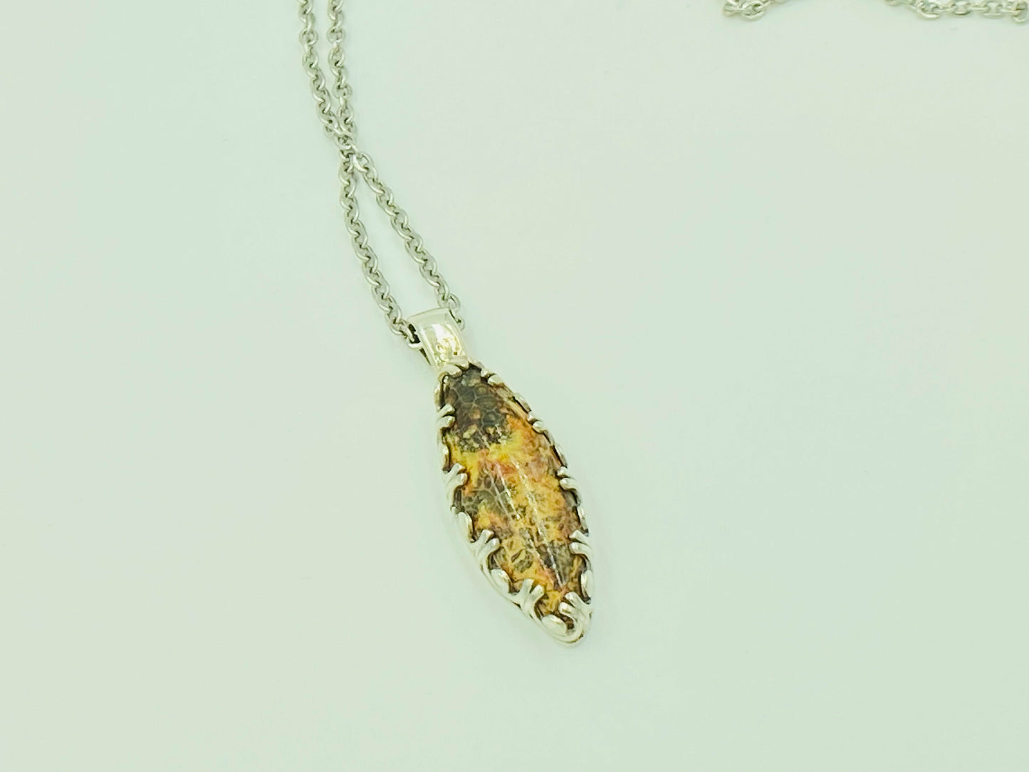 Tear drop orange and grey jasper small pendant