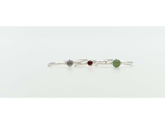 Small stackable ring mounted on a round wire. Your choice of stone.