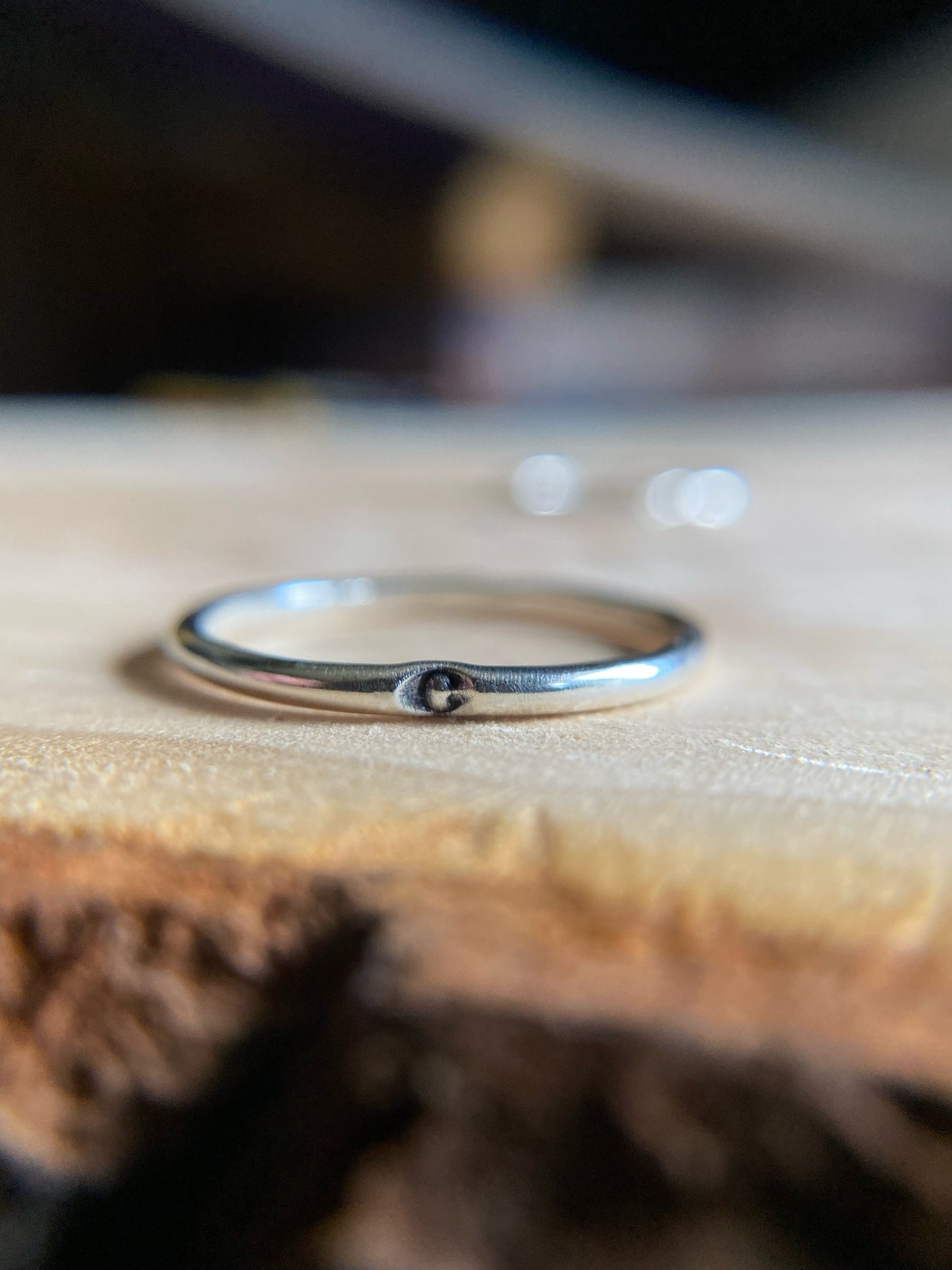Small rounded band with 3mm intital of your choosing.