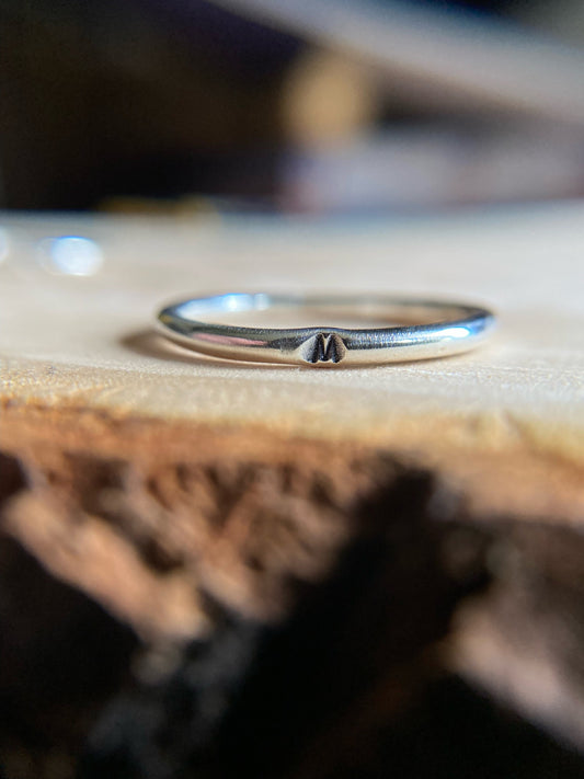 Small rounded band with 3mm intital of your choosing.