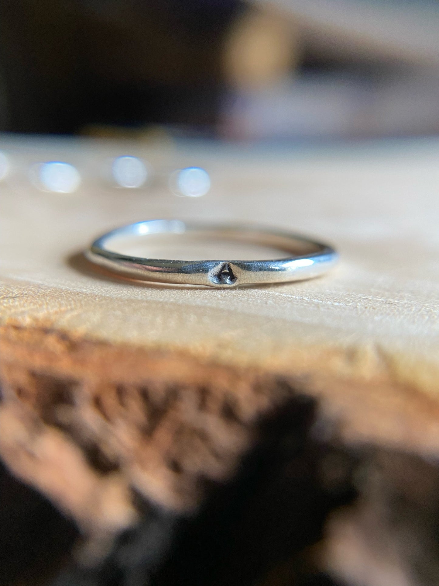Small rounded band with 3mm intital of your choosing.