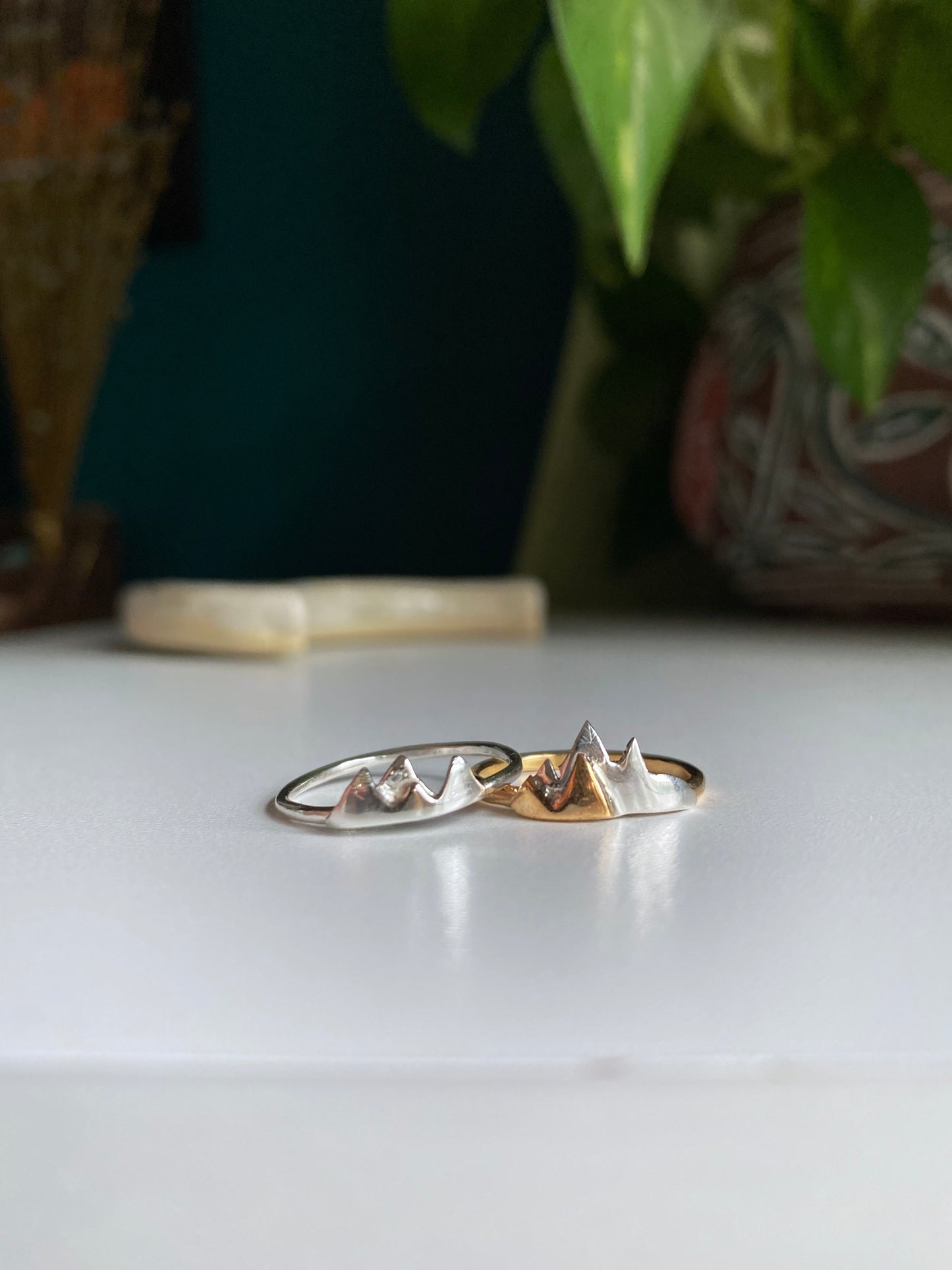 Silver/ Gold mountain range ring