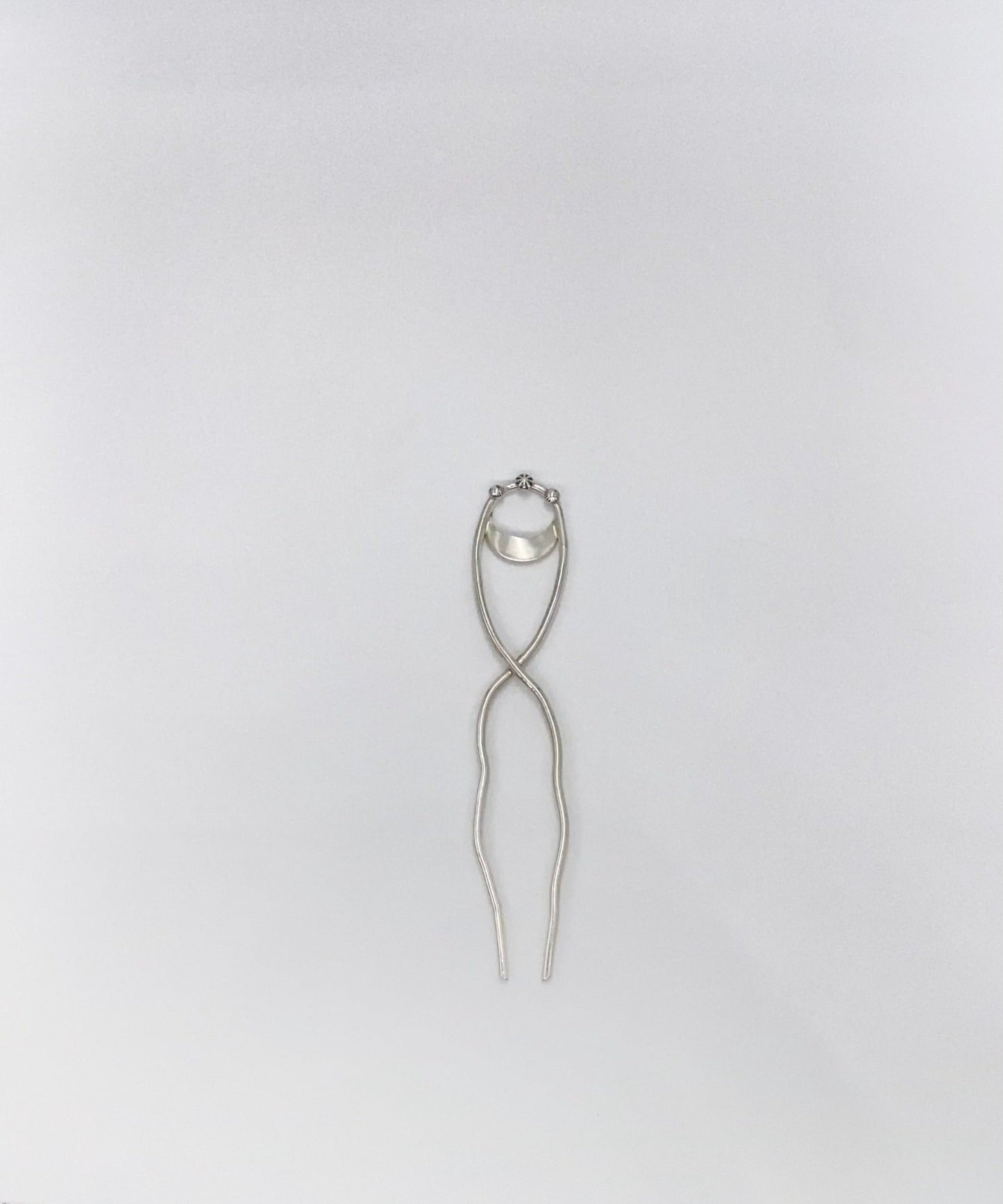 Vintage inspired hair fork with half moon & tiny bits of flower shaped granulation