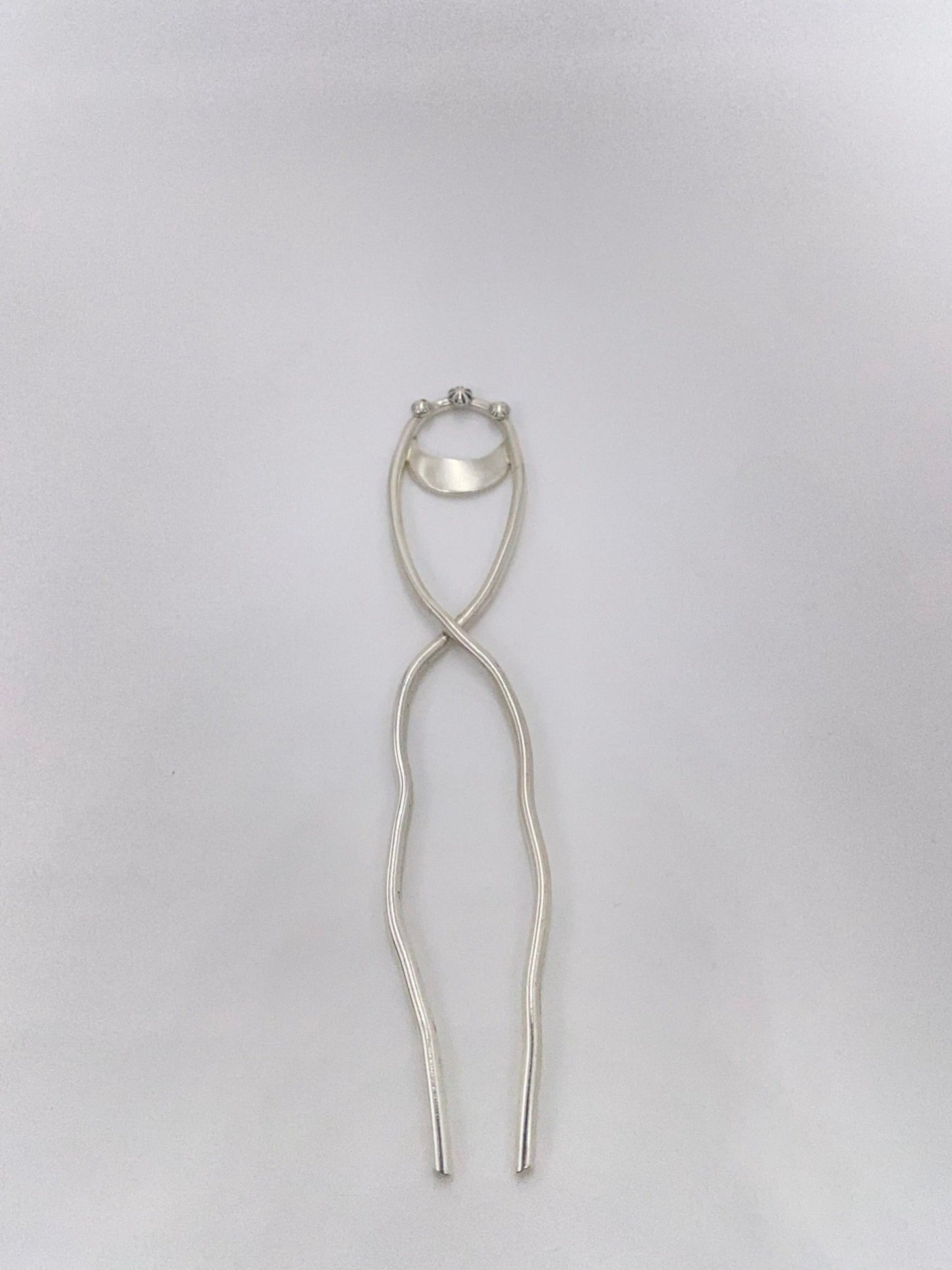 Vintage inspired hair fork with half moon & tiny bits of flower shaped granulation