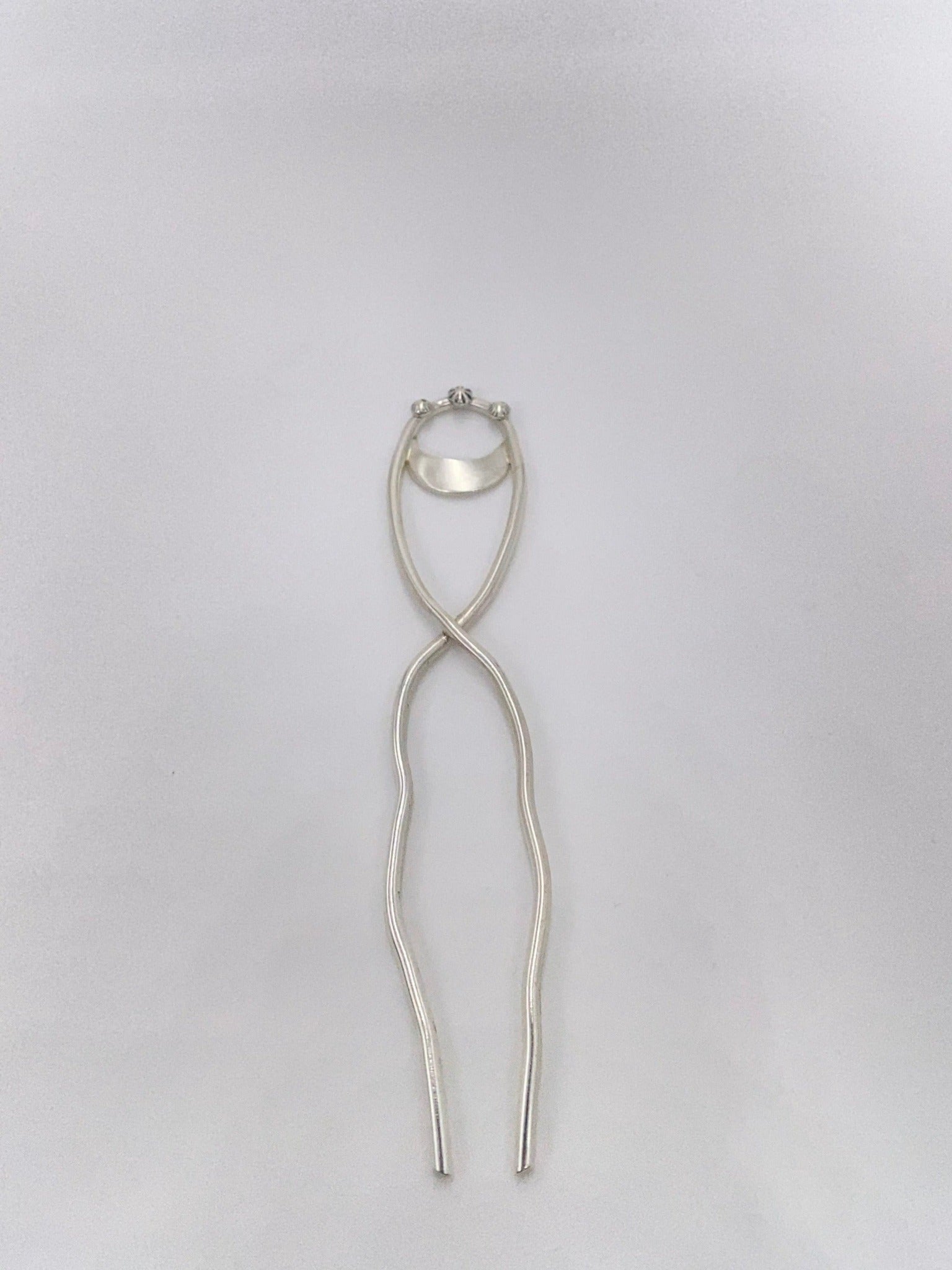 Vintage inspired hair fork with half moon & tiny bits of flower shaped granulation