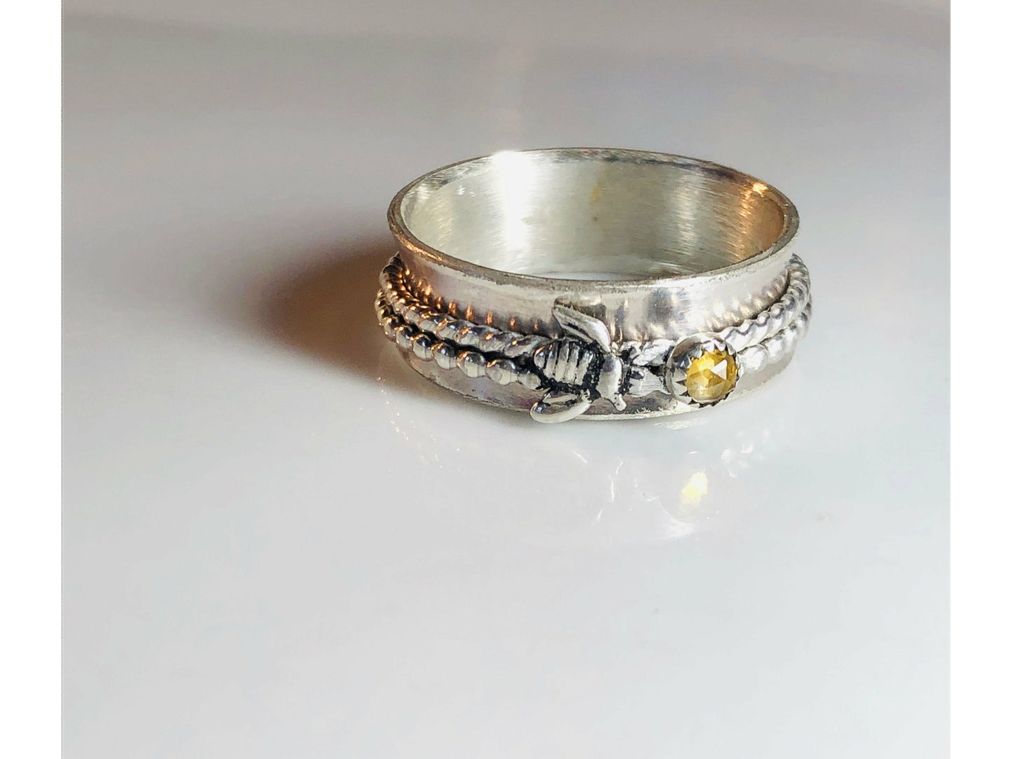 bee-ring-spinner-ring-sterling-silver-ring-meditation-ring-bee-jewelry-fidget-ring-anxiety-jewelry-sterling-silver-ring-boho-ring