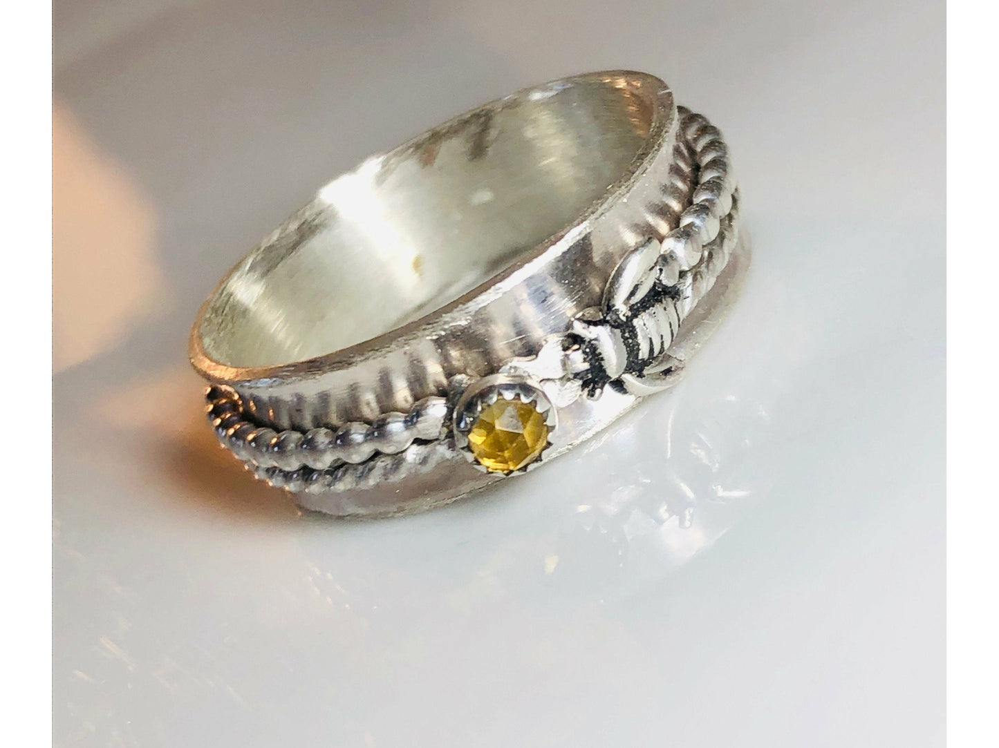 bee-ring-spinner-ring-sterling-silver-ring-meditation-ring-bee-jewelry-fidget-ring-anxiety-jewelry-sterling-silver-ring-boho-ring