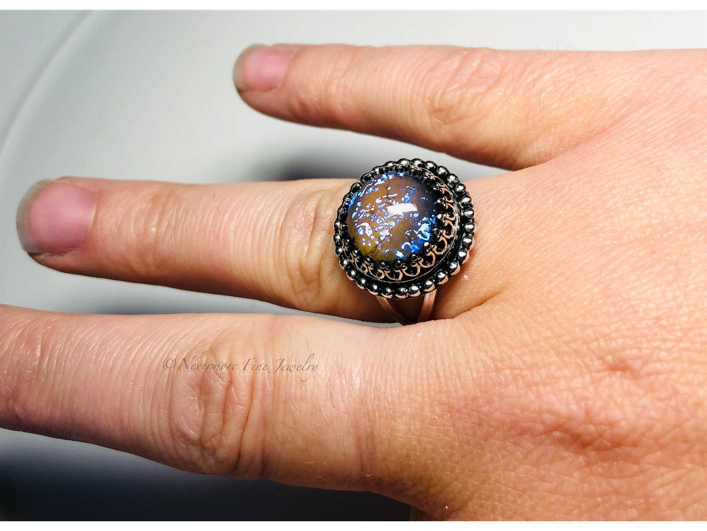 sterling-silver-statement-ring-boho-ring-tanzanite-opal-ring-gemstone-ring-simple-ring-bridal-ring-gift-for-her-ring-promise-ring