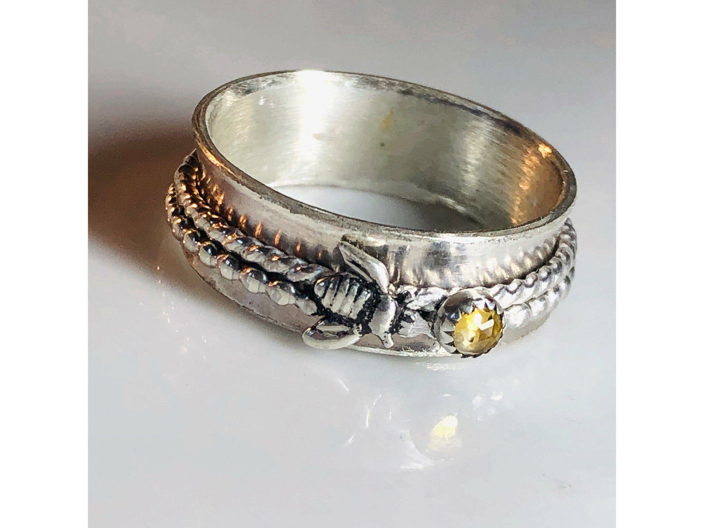 bee-ring-spinner-ring-sterling-silver-ring-meditation-ring-bee-jewelry-fidget-ring-anxiety-jewelry-sterling-silver-ring-boho-ring