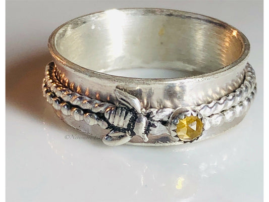 bee-ring-spinner-ring-sterling-silver-ring-meditation-ring-bee-jewelry-fidget-ring-anxiety-jewelry-sterling-silver-ring-boho-ring