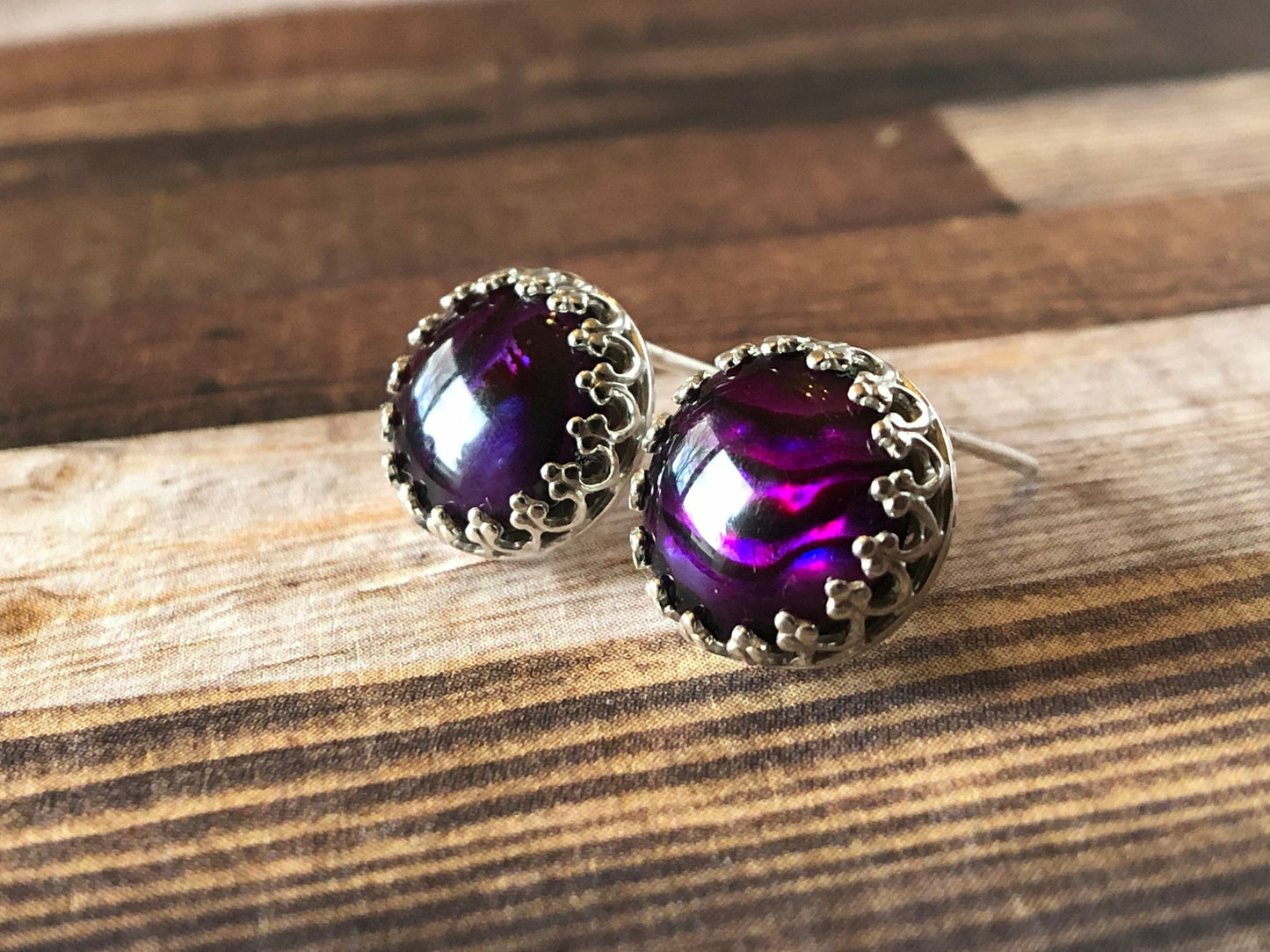 sterling-silver-purple-studs-silver-studs-gemstone-earrings-gemstone-studs-dainty-earrings-delicate-earrings-boho-earrings-abalone-earrings
