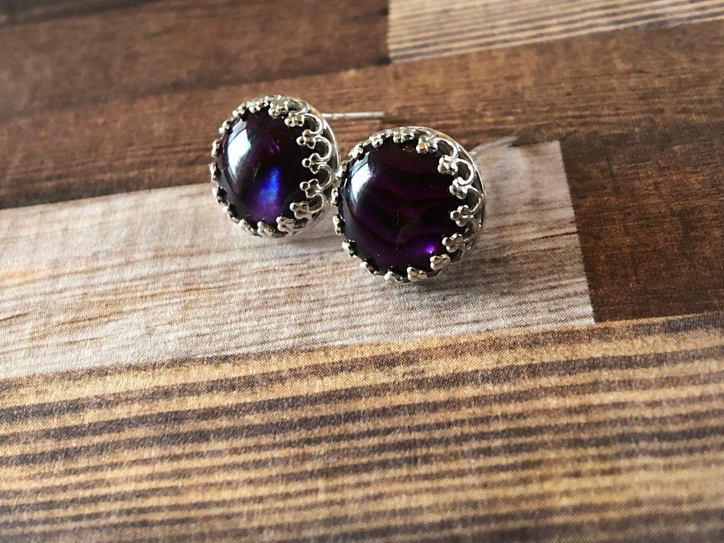 sterling-silver-purple-studs-silver-studs-gemstone-earrings-gemstone-studs-dainty-earrings-delicate-earrings-boho-earrings-abalone-earrings