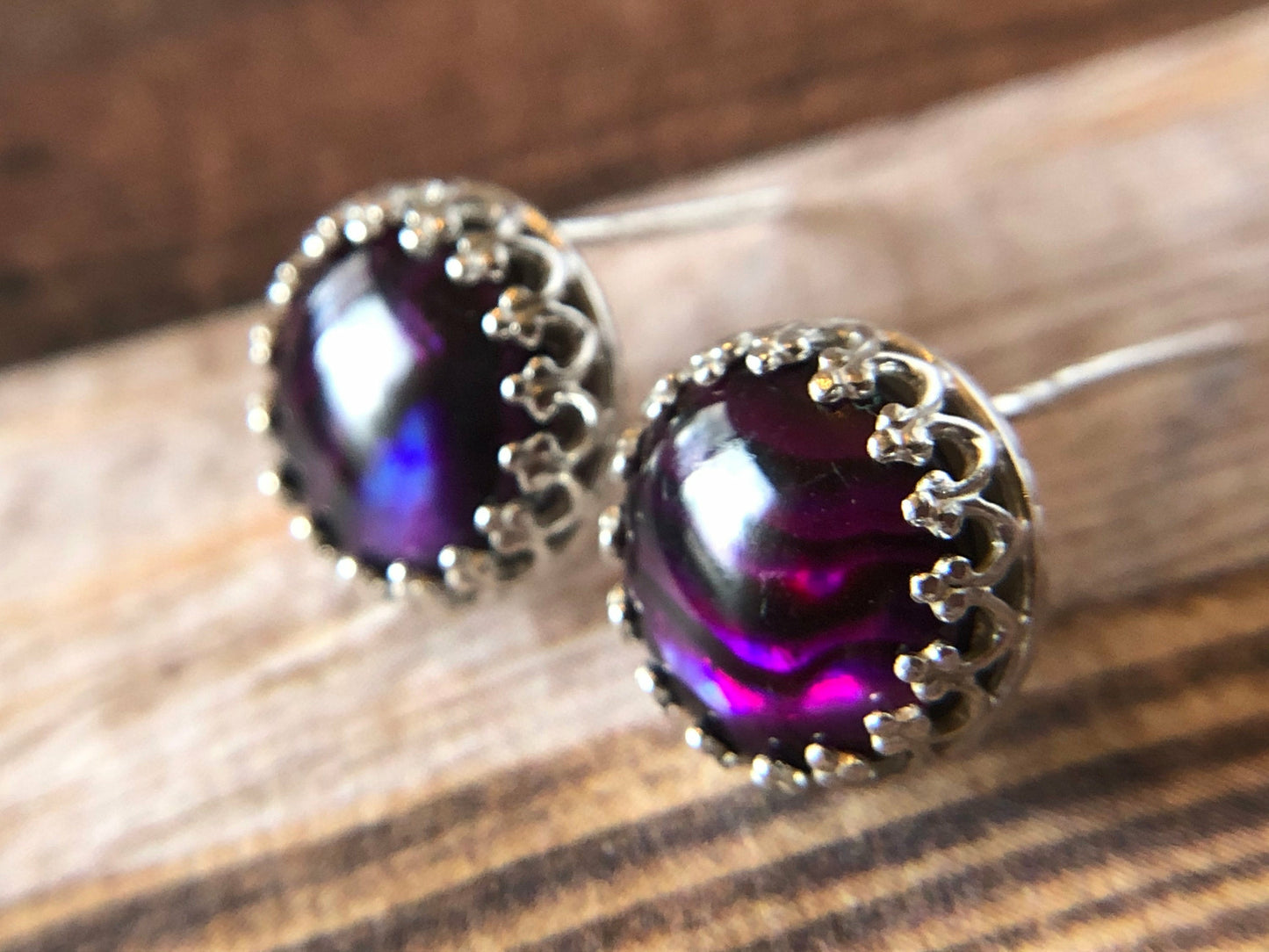 sterling-silver-purple-studs-silver-studs-gemstone-earrings-gemstone-studs-dainty-earrings-delicate-earrings-boho-earrings-abalone-earrings