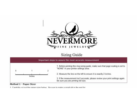 Ring sizer download for ease of sizing from home.