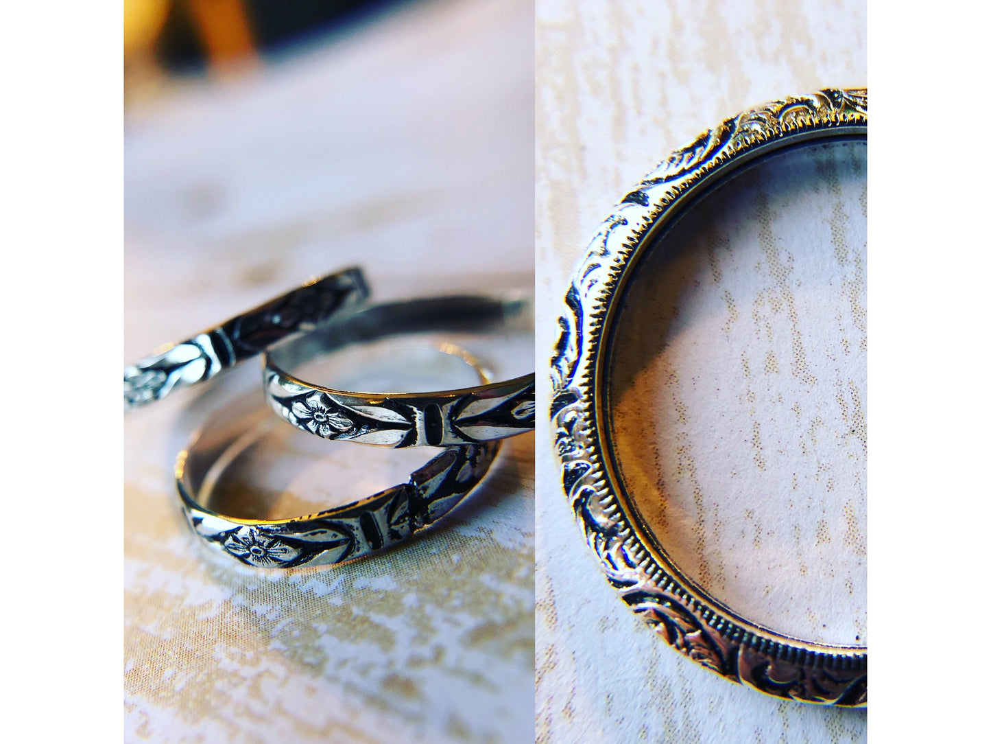 Small ring with one band with swirl inlay, perfect for stacking.