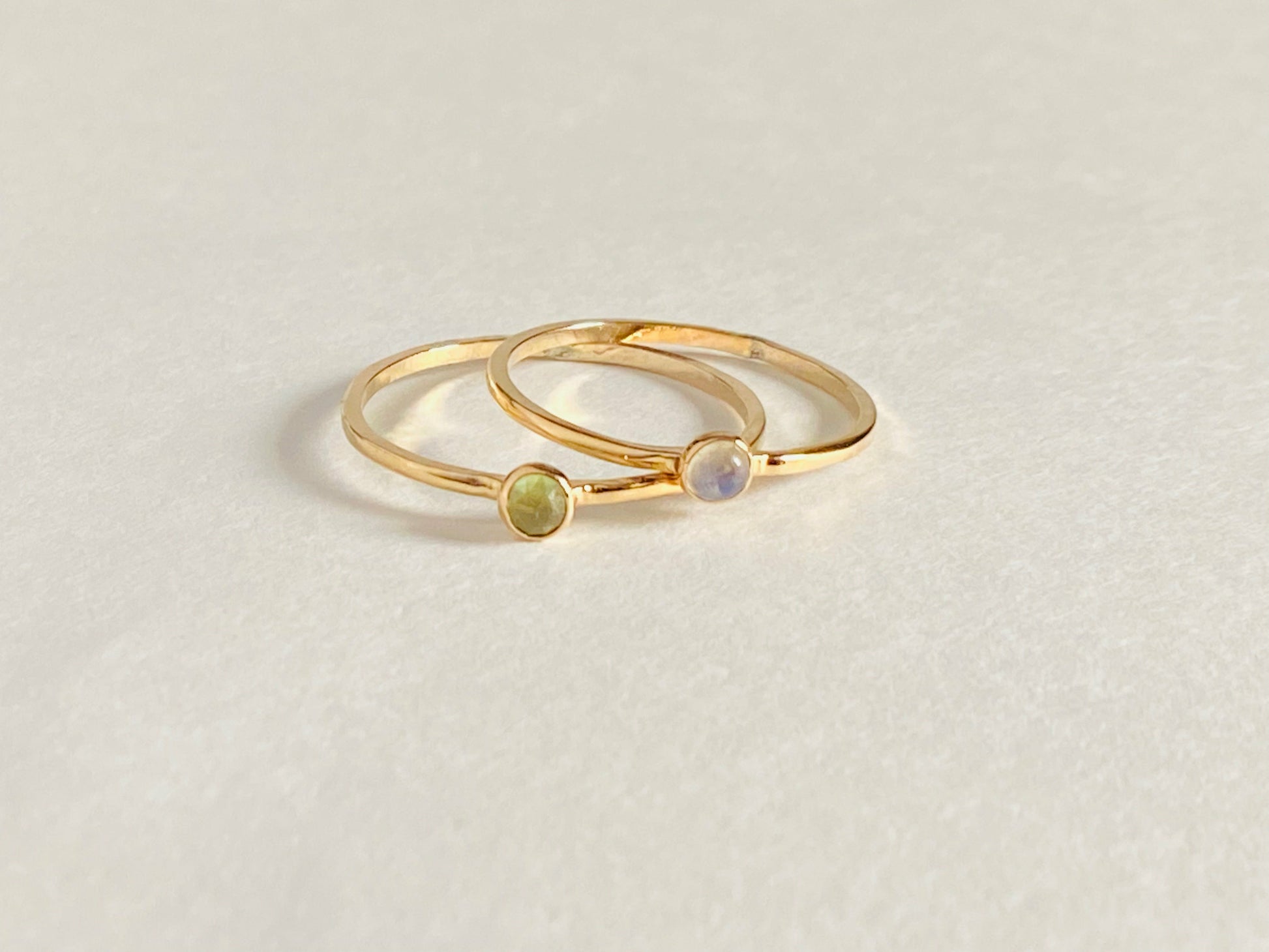 Small stackable gemstone rings, serrated bezel. Perfect for stacking, your choice of gemstone.