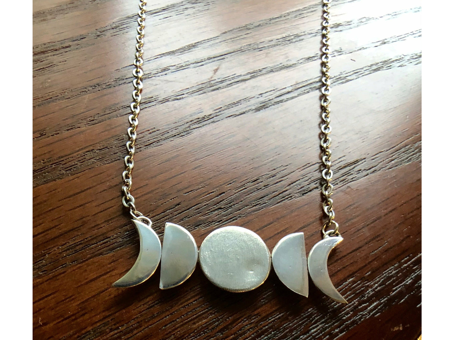 Handmade moon phase acid etched copper necklace with aventurine gemstone –  Shop Iowa