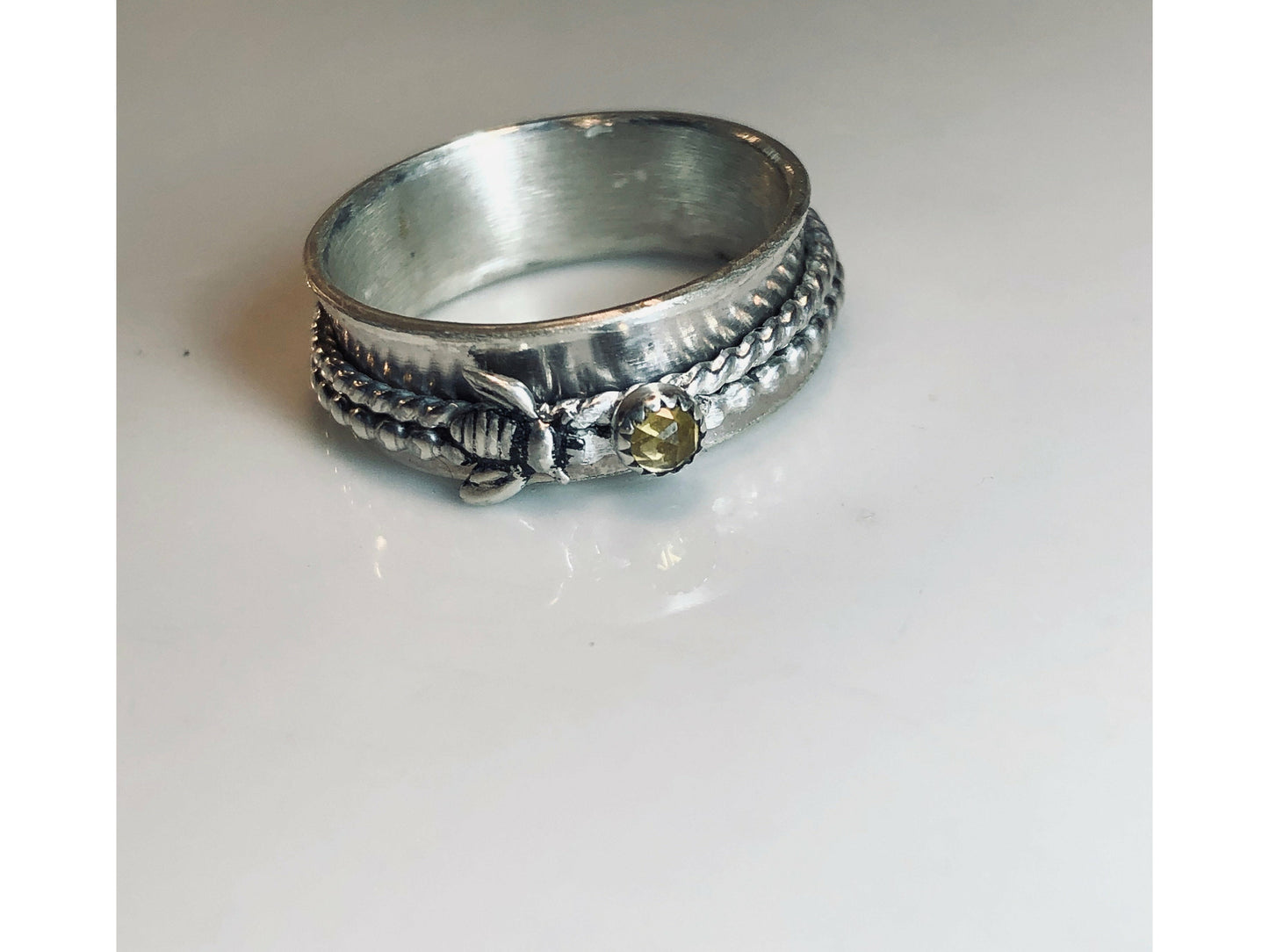 bee-ring-spinner-ring-sterling-silver-ring-meditation-ring-bee-jewelry-fidget-ring-anxiety-jewelry-sterling-silver-ring-boho-ring