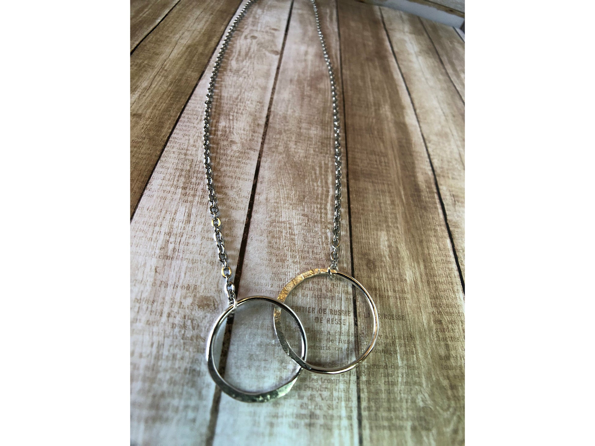 Sterling Silver double circle necklace, Interlocking circle necklace – N.L.  McLaughlin